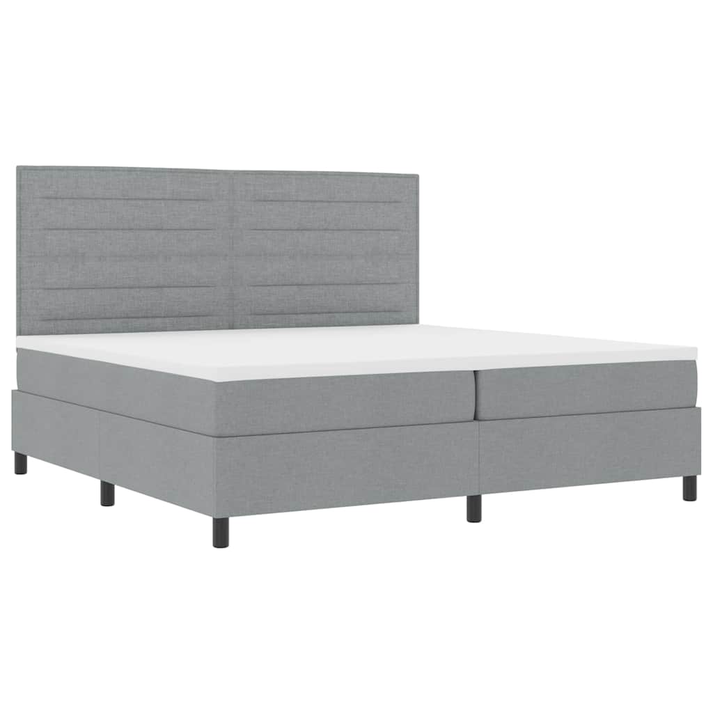 Boxspring bed met matras met LED Lichtgrijs 200 x 200 cm Stof – afbeelding 6