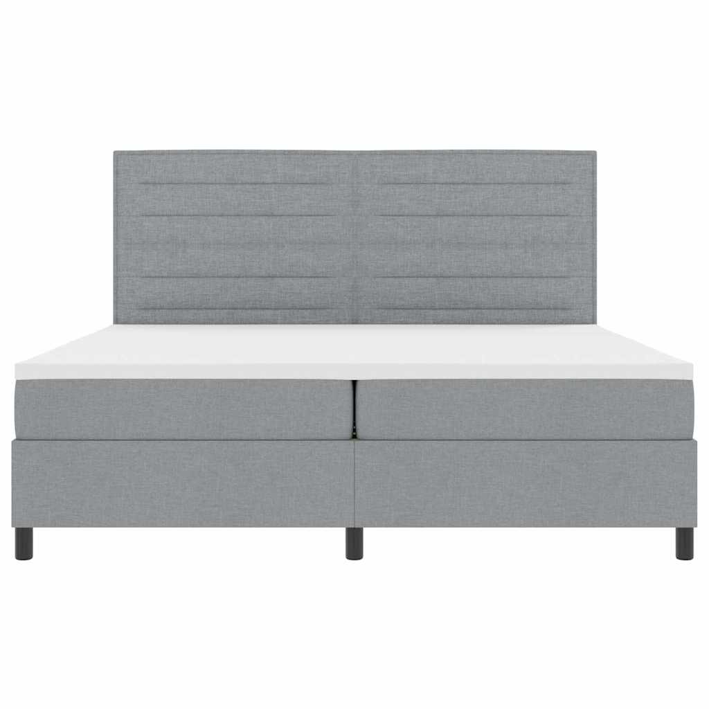 Boxspring bed met matras met LED Lichtgrijs 200 x 200 cm Stof – afbeelding 8