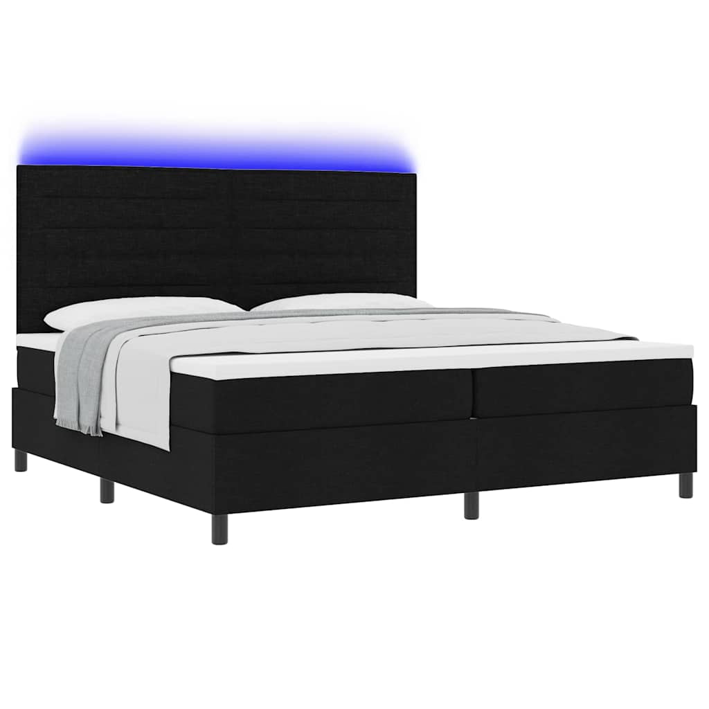 Boxspring bed met matras met LED Zwart 200 x 200 cm Stof – afbeelding 3