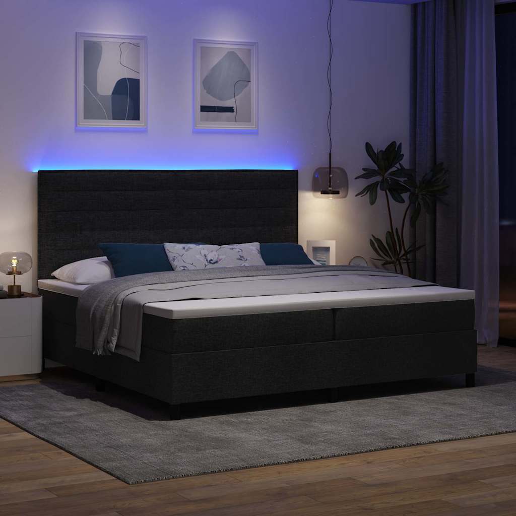 Boxspring bed met matras met LED Zwart 200 x 200 cm Stof – afbeelding 5