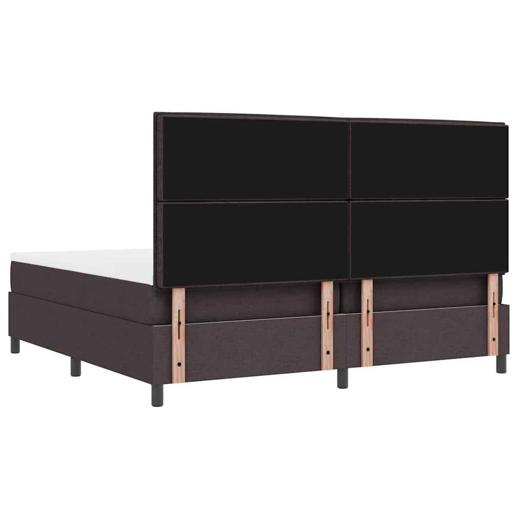 Boxspring bed met matras met LED Donkerbruin 200 x 200 cm Stof – afbeelding 10