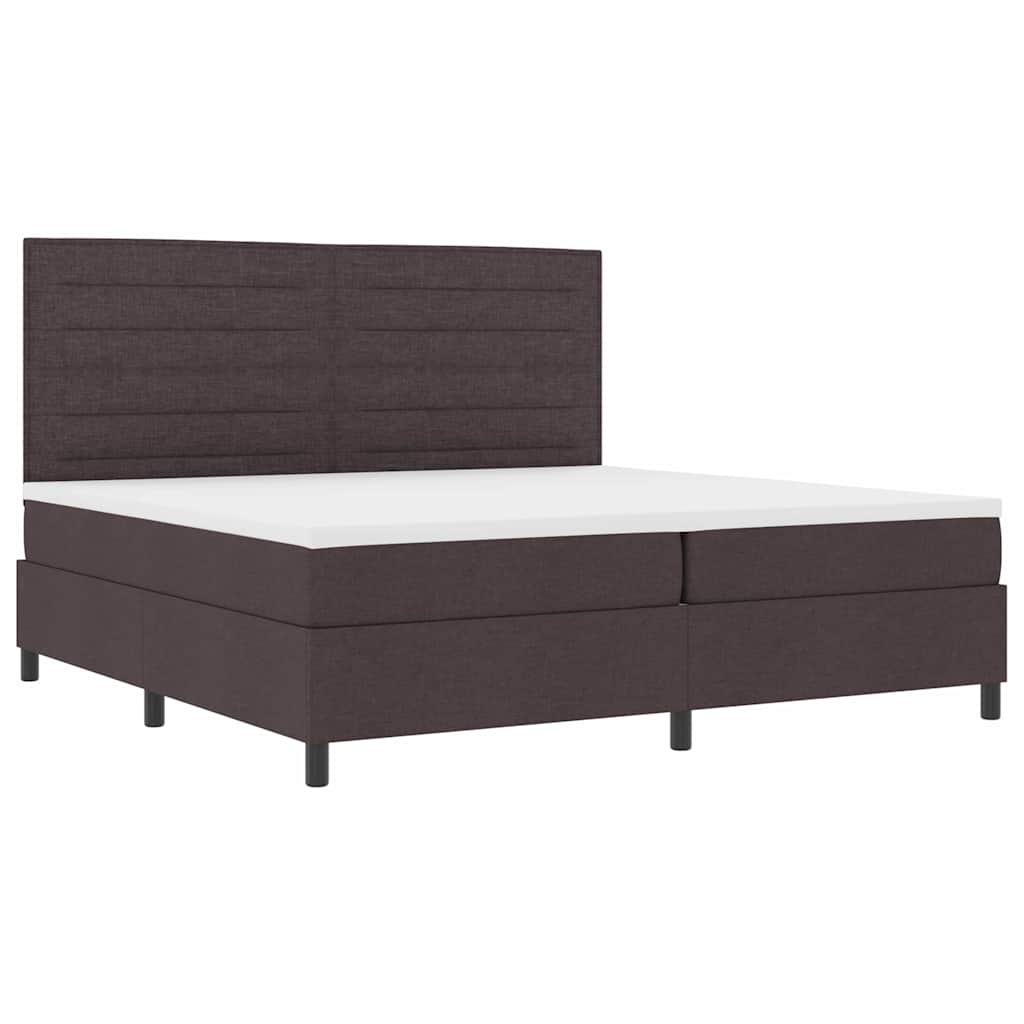 Boxspring bed met matras met LED Donkerbruin 200 x 200 cm Stof – afbeelding 6