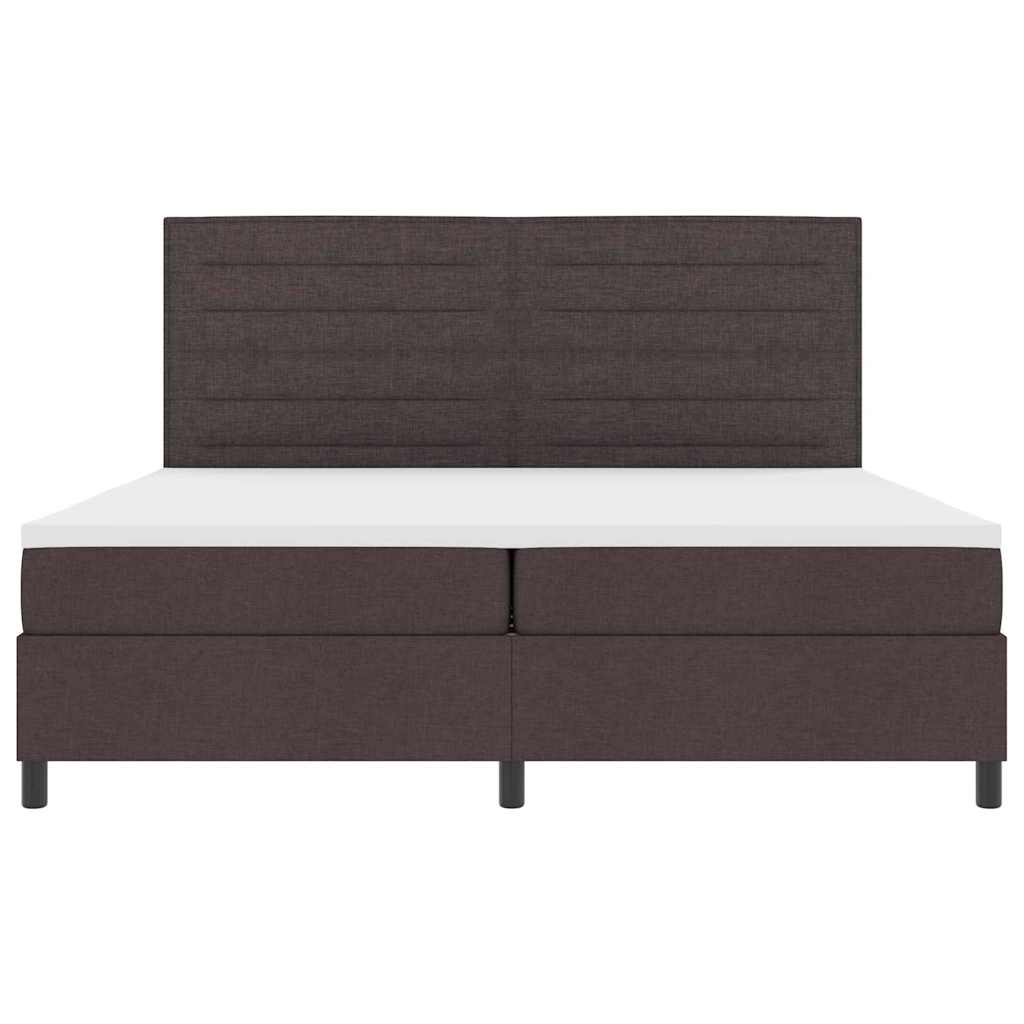 Boxspring bed met matras met LED Donkerbruin 200 x 200 cm Stof – afbeelding 8