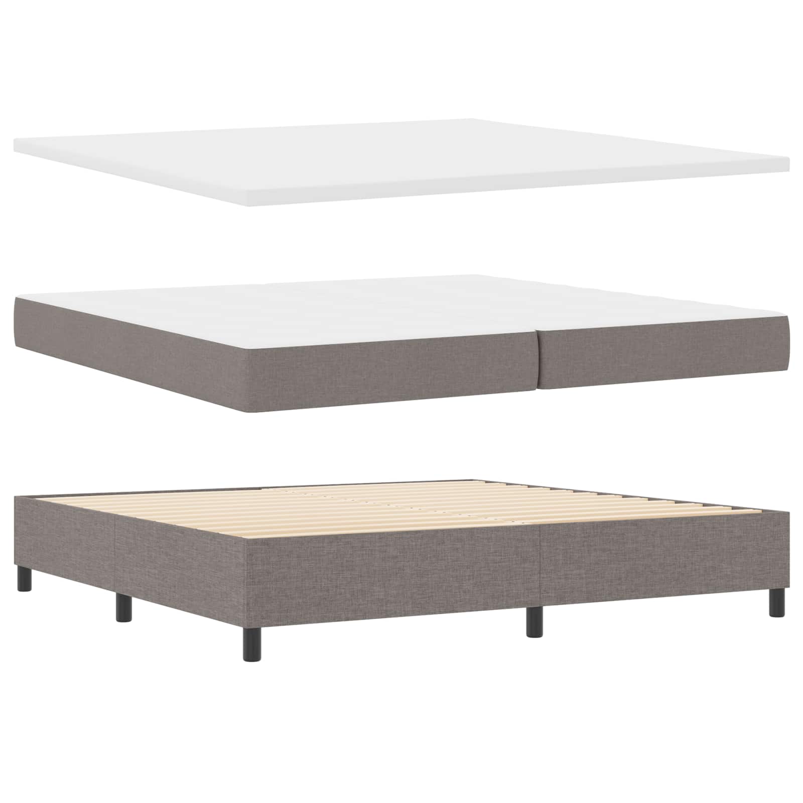 Boxspring bed met matras met LED Taupe 200 x 200 cm Stof