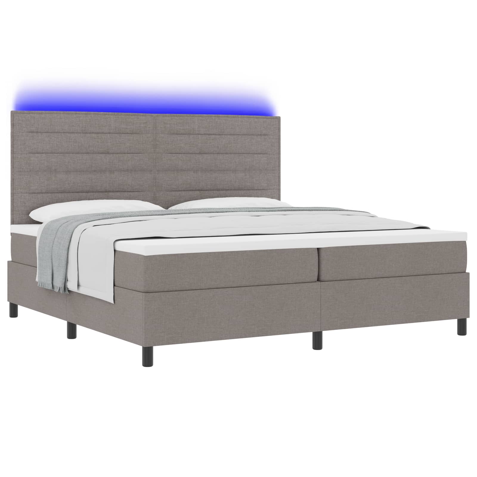 Boxspring bed met matras met LED Taupe 200 x 200 cm Stof – afbeelding 2