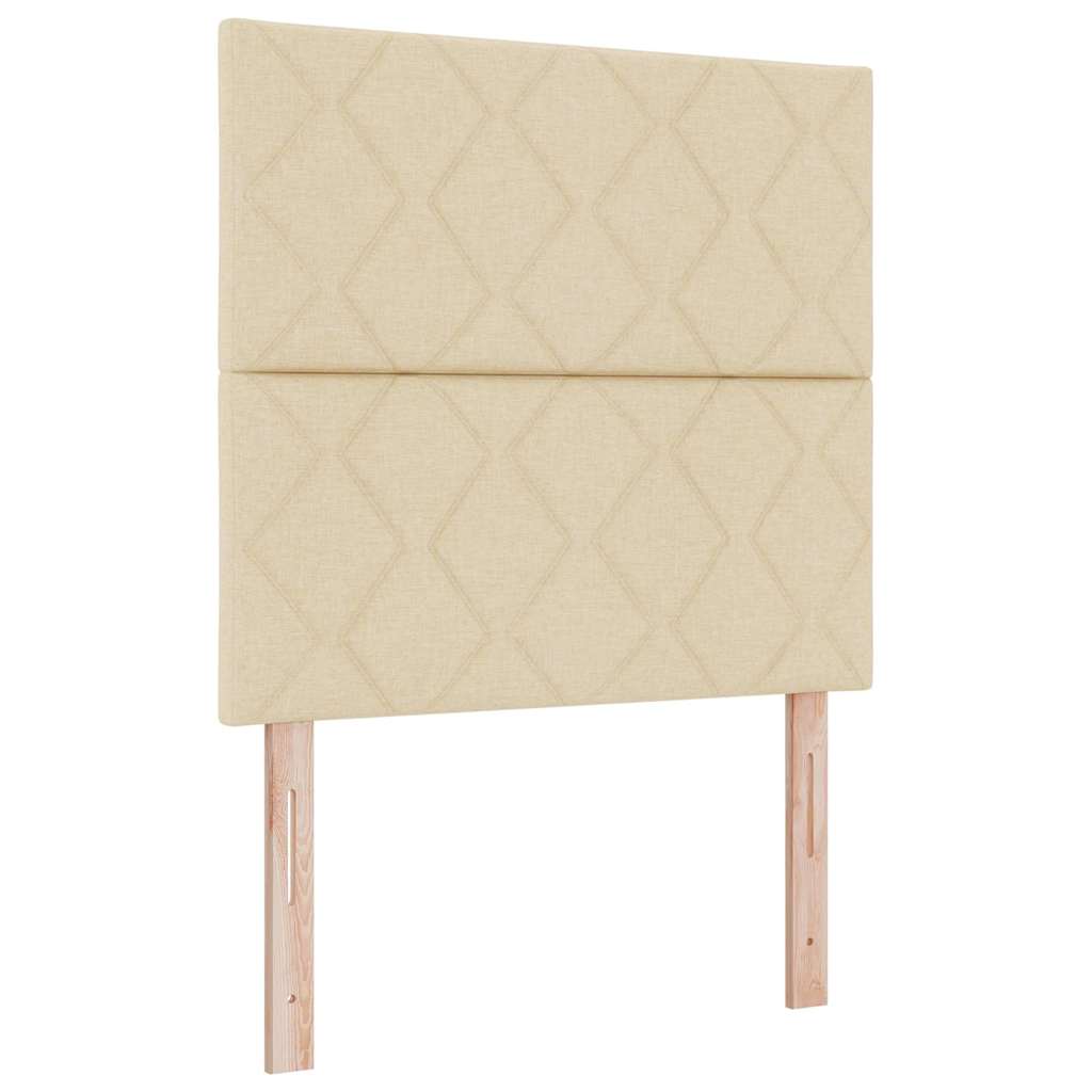 Boxspring bed met LED-stripverlichting Crème 90 x 190 cm Stof – afbeelding 2