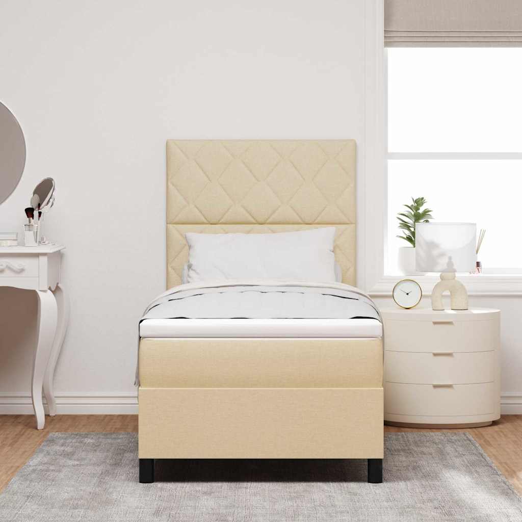 Boxspring bed met LED-stripverlichting Crème 90 x 190 cm Stof – afbeelding 4