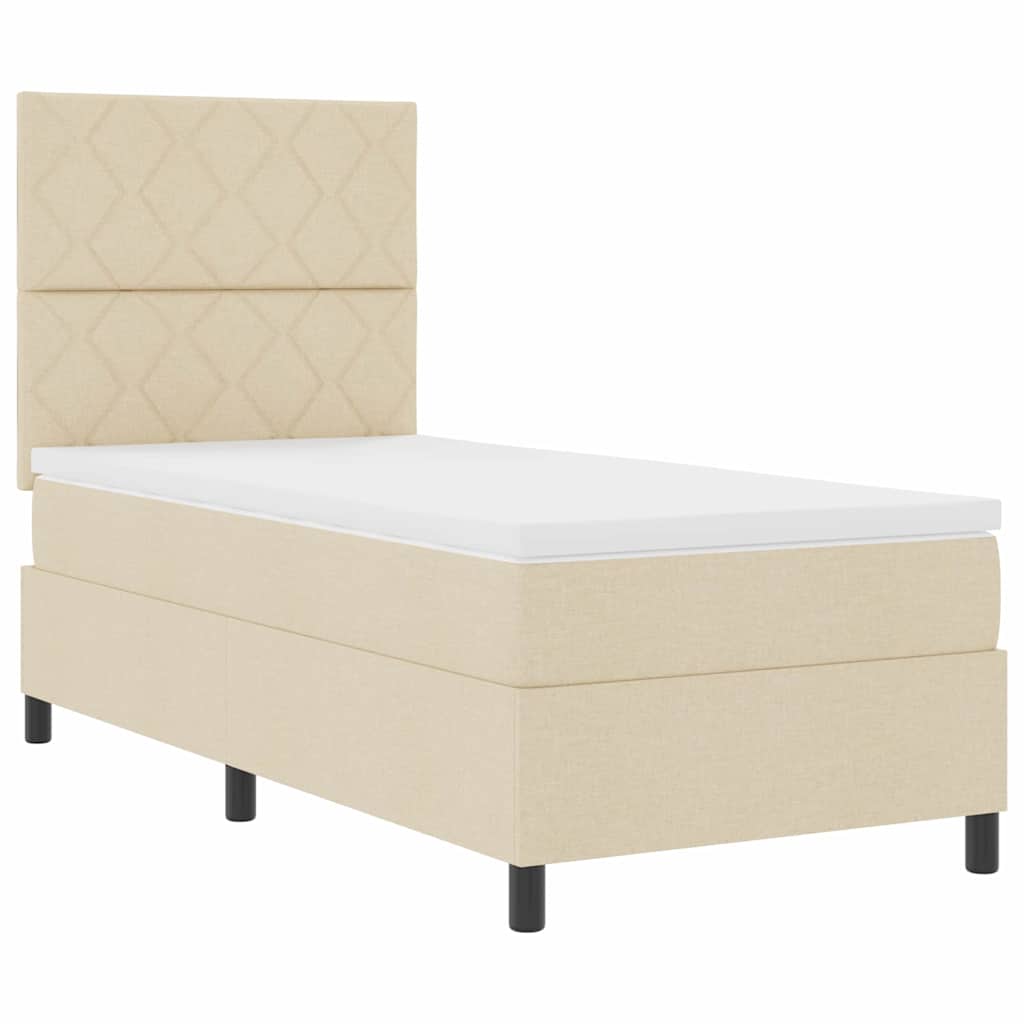 Boxspring bed met LED-stripverlichting Crème 90 x 190 cm Stof – afbeelding 6