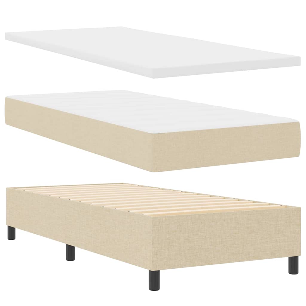 Boxspring bed met LED-stripverlichting Crème 90 x 190 cm Stof – afbeelding 7