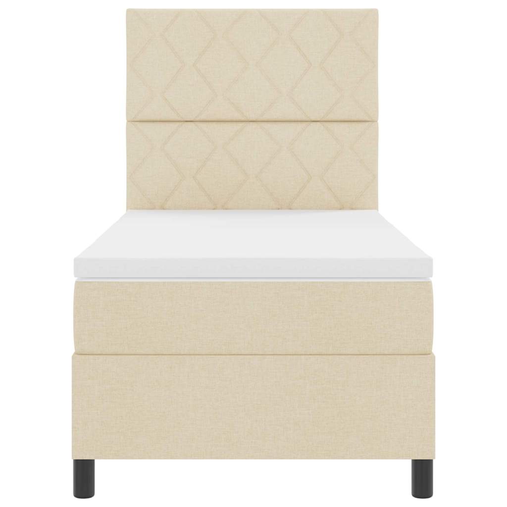 Boxspring bed met LED-stripverlichting Crème 90 x 190 cm Stof – afbeelding 8