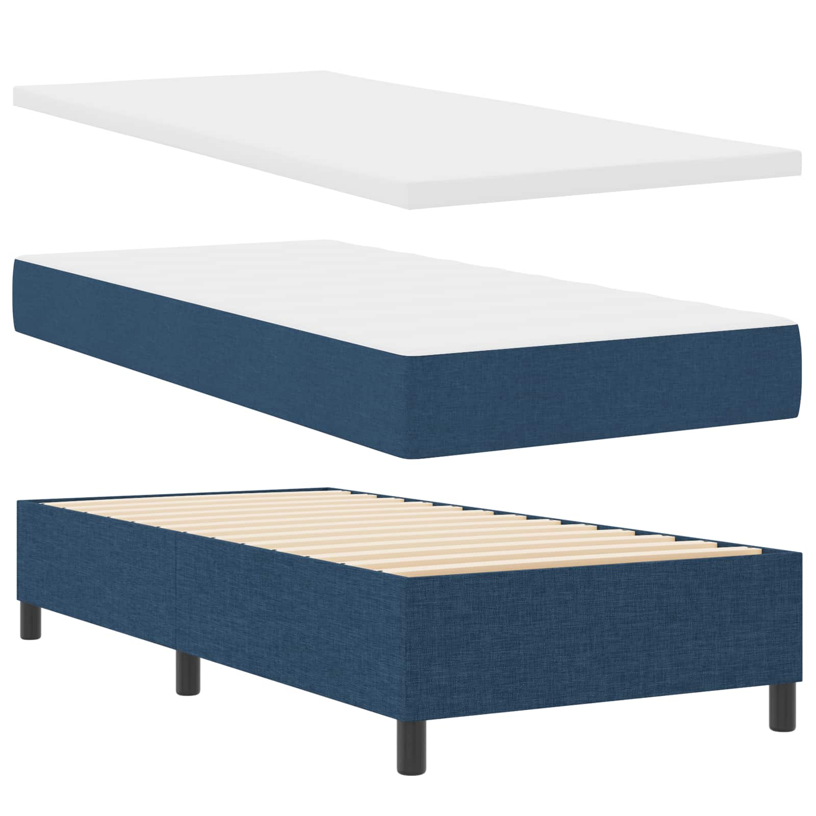 Boxspring bed met matras met LED Blauw 100 x 200 cm Stof – afbeelding 1