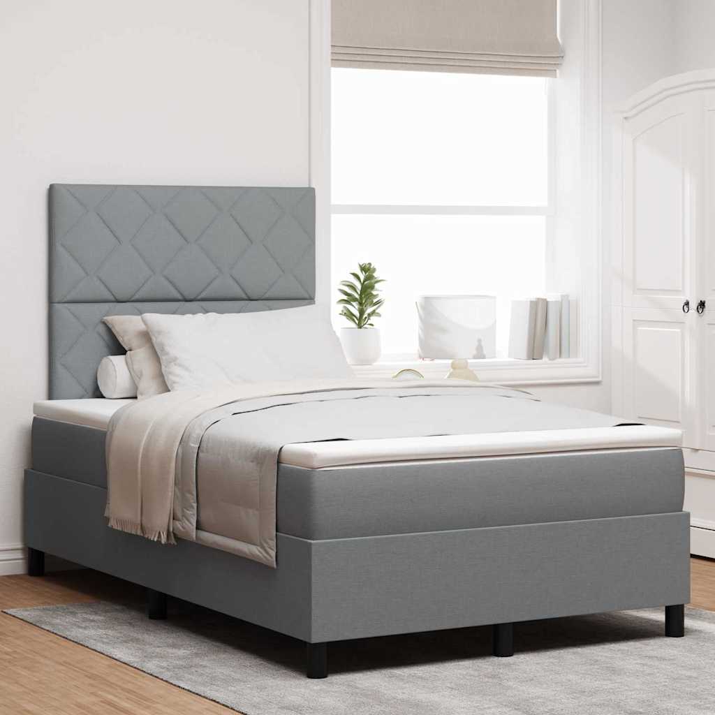 Boxspring bed met matras met LED Lichtgrijs 120 x 190 cm Stof – afbeelding 1