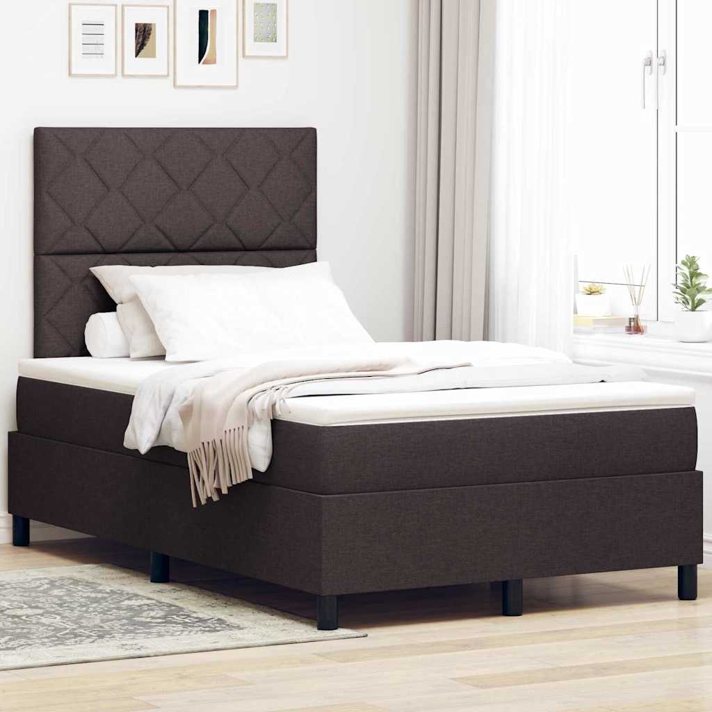 Boxspring bed met matras met LED Donkerbruin 120 x 190 cm Stof – afbeelding 1