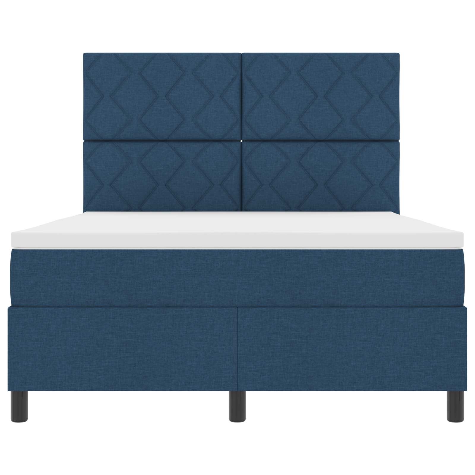 Boxspring bed met LED-stripverlichting Blauw 160 x 200 cm Stof