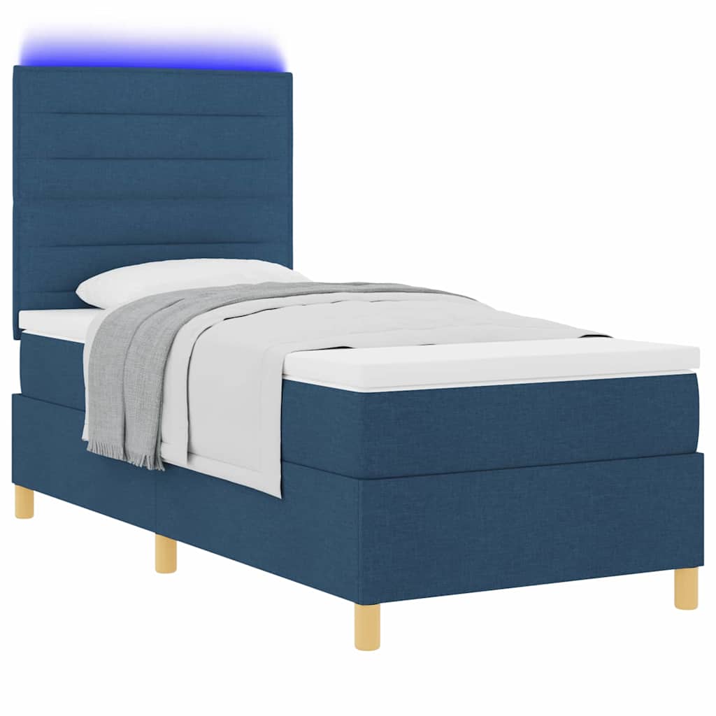 LED Box Spring Bed met matras Blauw 80 x 200 cm Stof – afbeelding 3