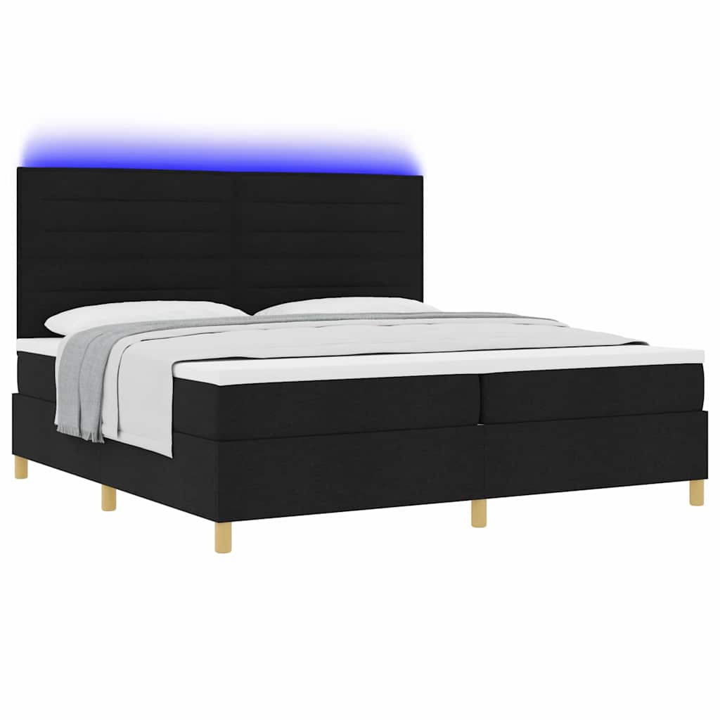 LED Box Spring Bed met matras Zwart 200 x 200 cm Stof – afbeelding 3