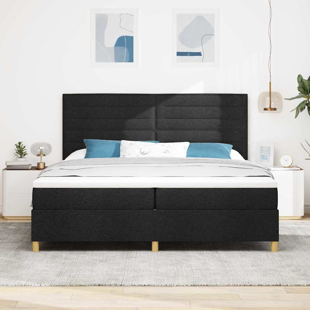 LED Box Spring Bed met matras Zwart 200 x 200 cm Stof – afbeelding 4
