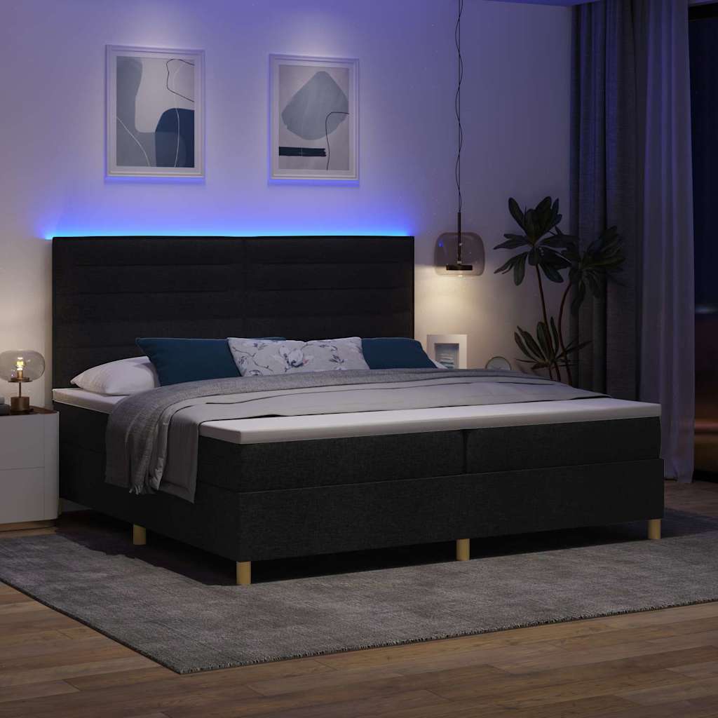 LED Box Spring Bed met matras Zwart 200 x 200 cm Stof – afbeelding 5