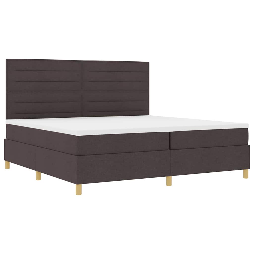 LED Box Spring Bed met matras Donkerbruin 200 x 200 cm Stof – afbeelding 6