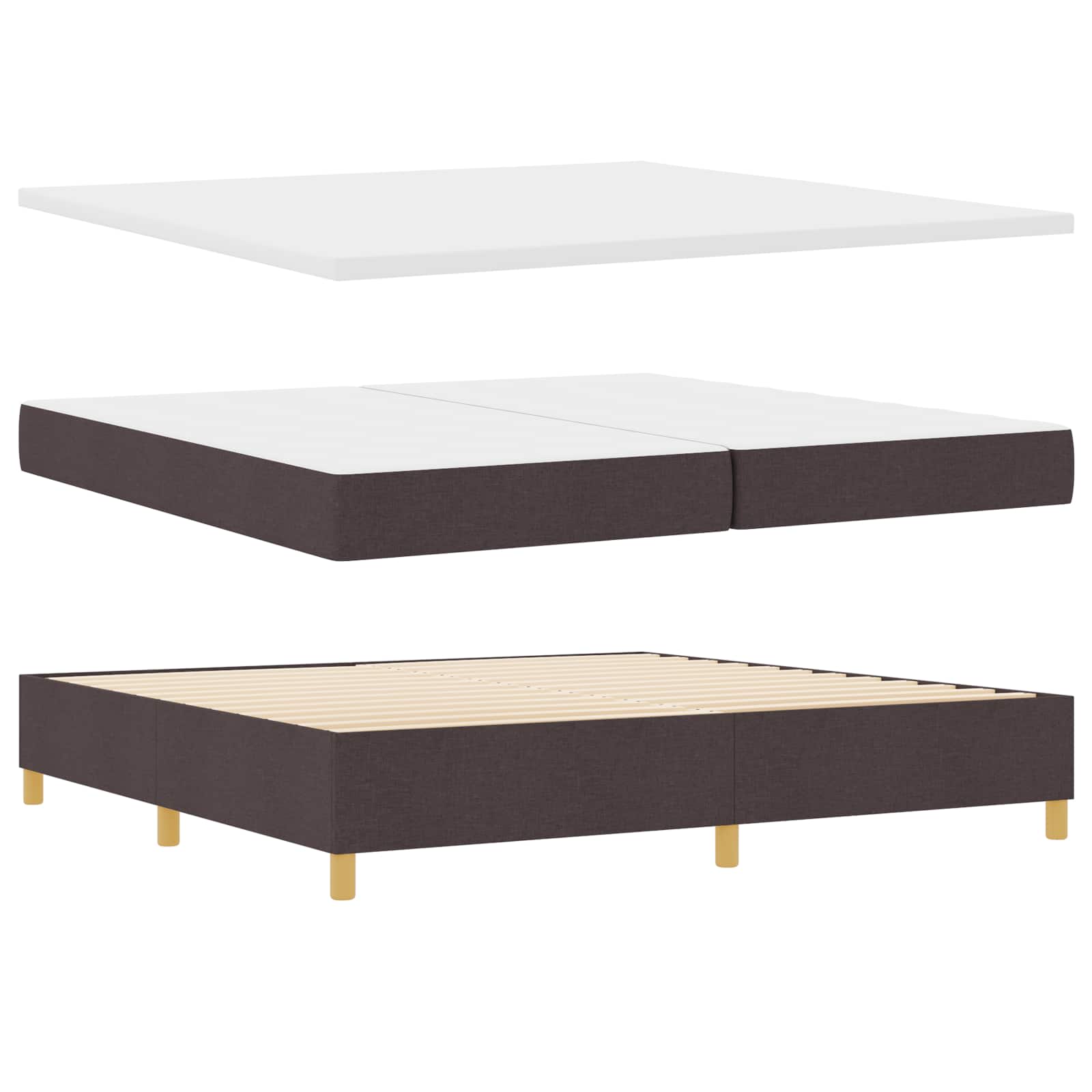 LED Box Spring Bed met matras Donkerbruin 200 x 200 cm Stof – afbeelding 7