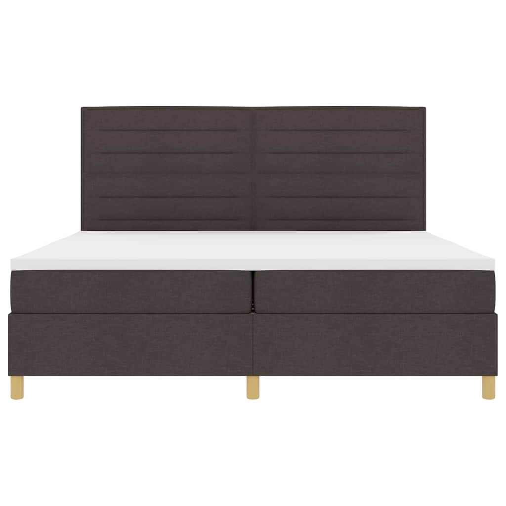 LED Box Spring Bed met matras Donkerbruin 200 x 200 cm Stof – afbeelding 8
