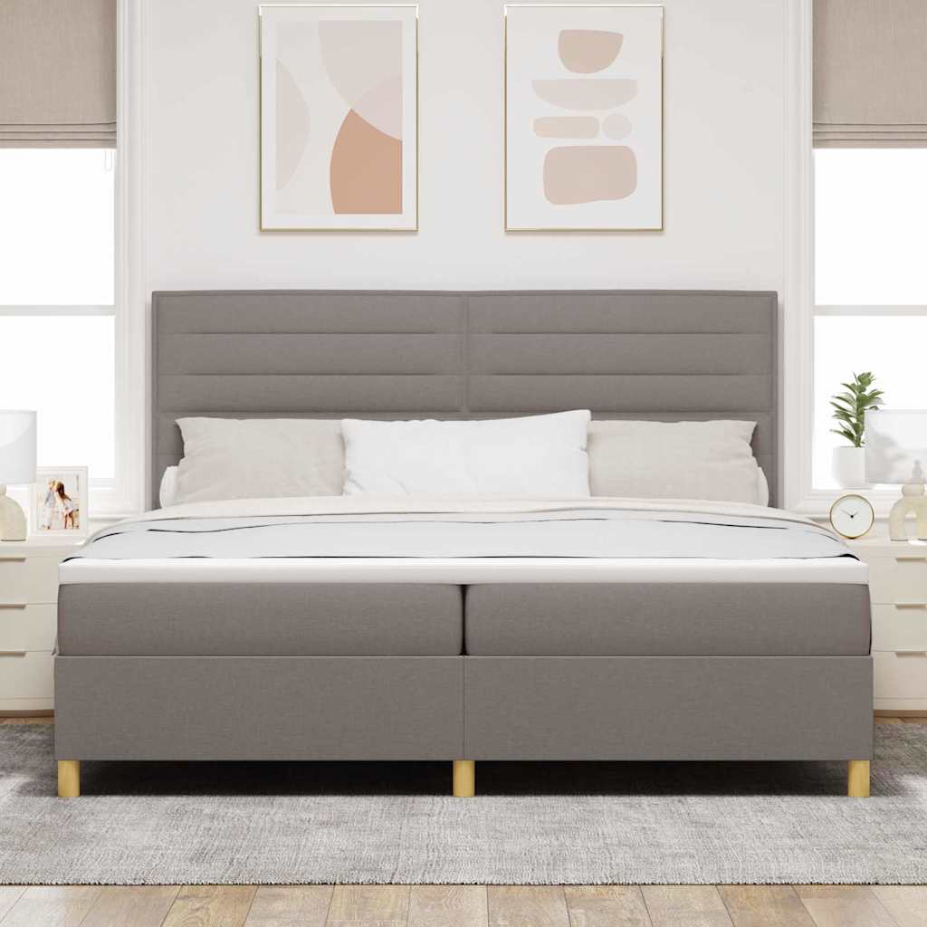 LED Box Spring Bed met matras Taupe 200 x 200 cm Stof – afbeelding 4