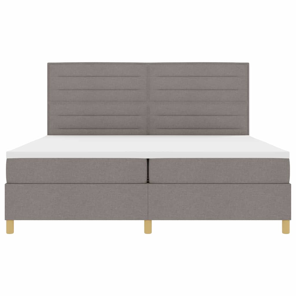LED Box Spring Bed met matras Taupe 200 x 200 cm Stof – afbeelding 8