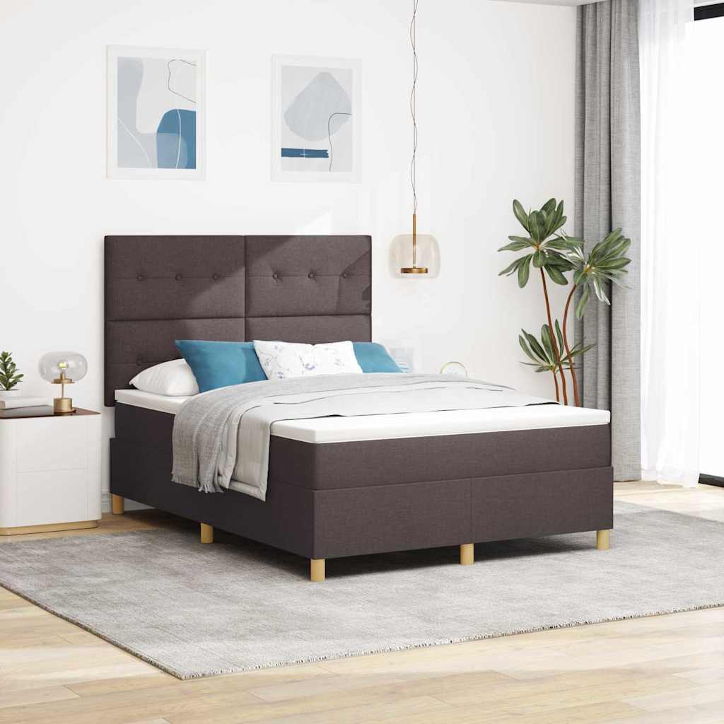 LED Box Spring Bed met matras Donkerbruin 160 x 200 cm Stof – afbeelding 1