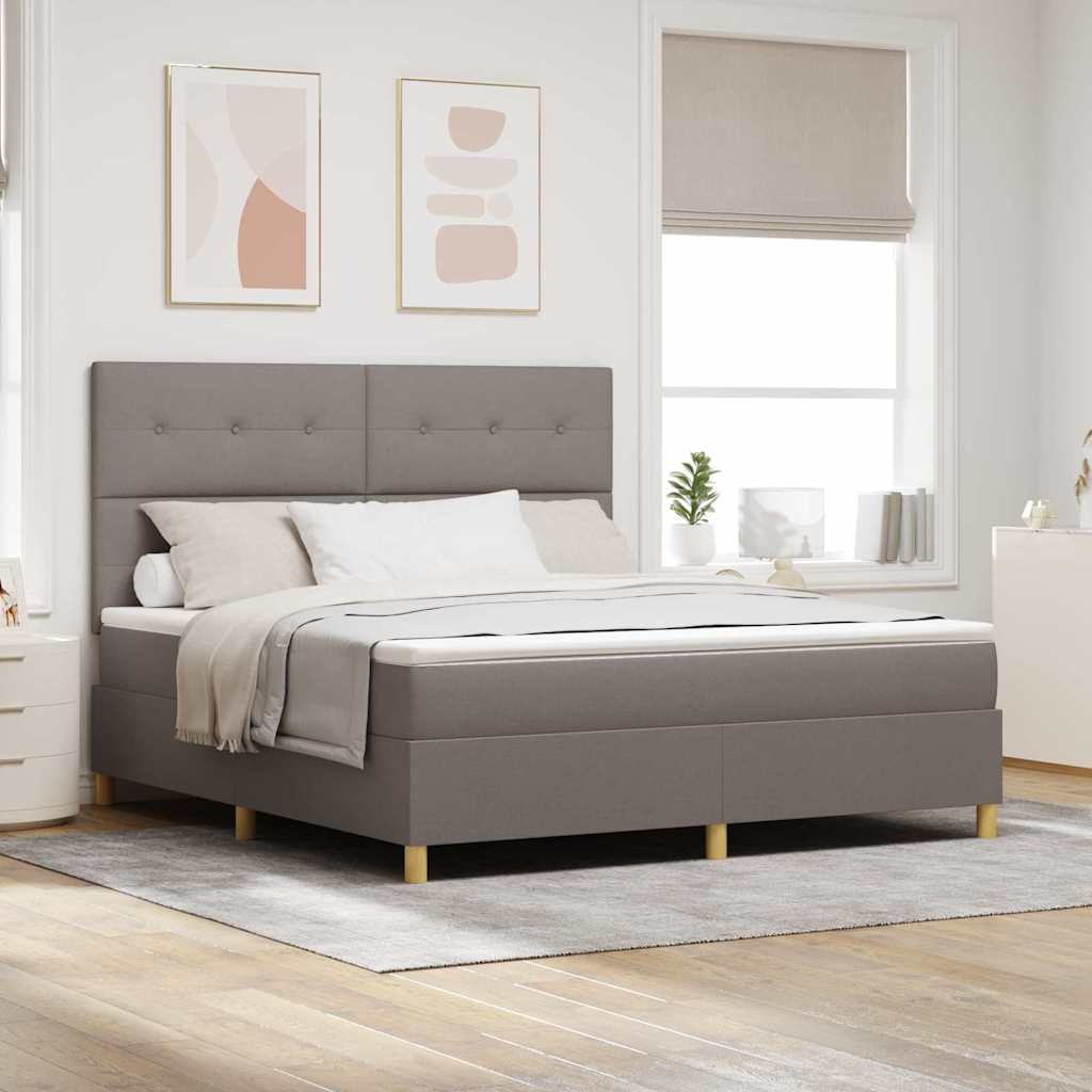 LED Box Spring Bed met matras Taupe 180 x 200 cm Stof