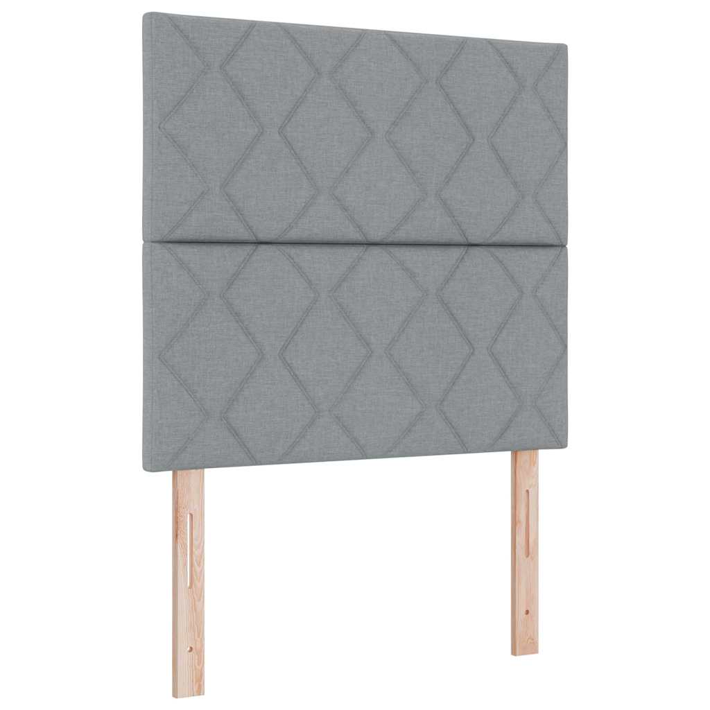 LED Box Spring Bed met hoofdeinde Lichtgrijs 90 x 190 cm Stof – afbeelding 2