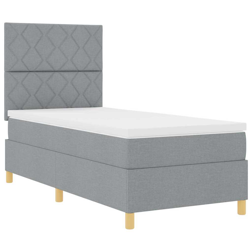 LED Box Spring Bed met hoofdeinde Lichtgrijs 90 x 190 cm Stof – afbeelding 6