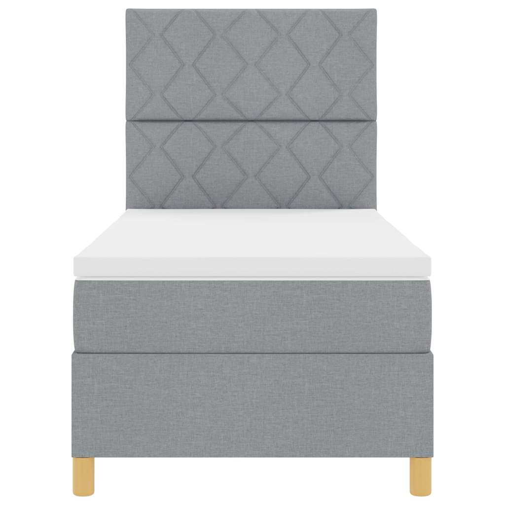 LED Box Spring Bed met hoofdeinde Lichtgrijs 90 x 190 cm Stof – afbeelding 8