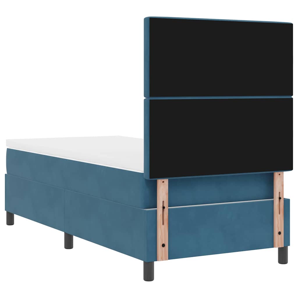 LED Box Spring Bed met matras Donkerblauw 90 x 190 cm Fluweel – afbeelding 10