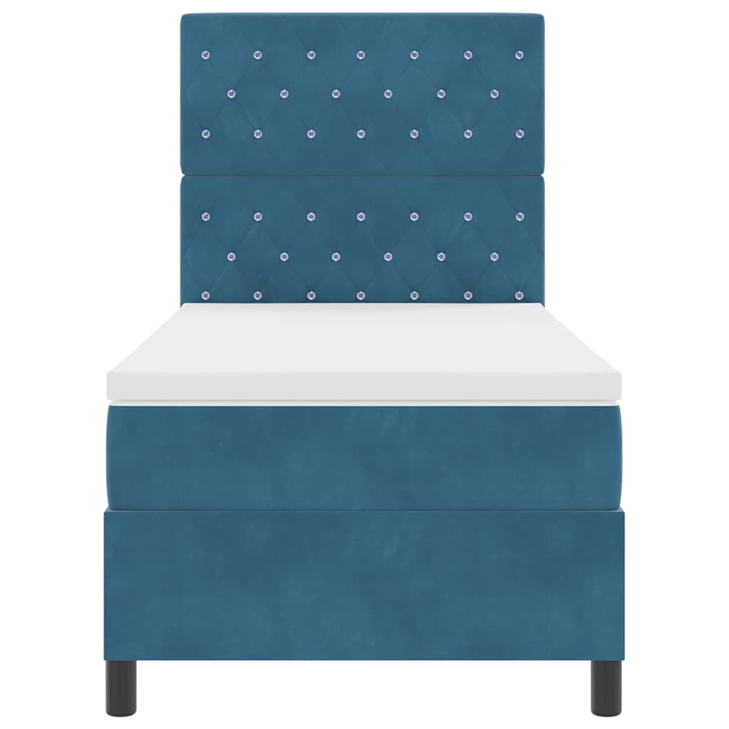 LED Box Spring Bed met matras Donkerblauw 90 x 190 cm Fluweel – afbeelding 8