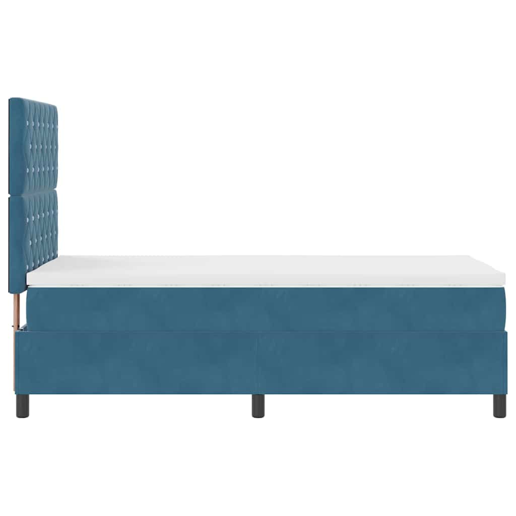 LED Box Spring Bed met matras Donkerblauw 90 x 190 cm Fluweel – afbeelding 9
