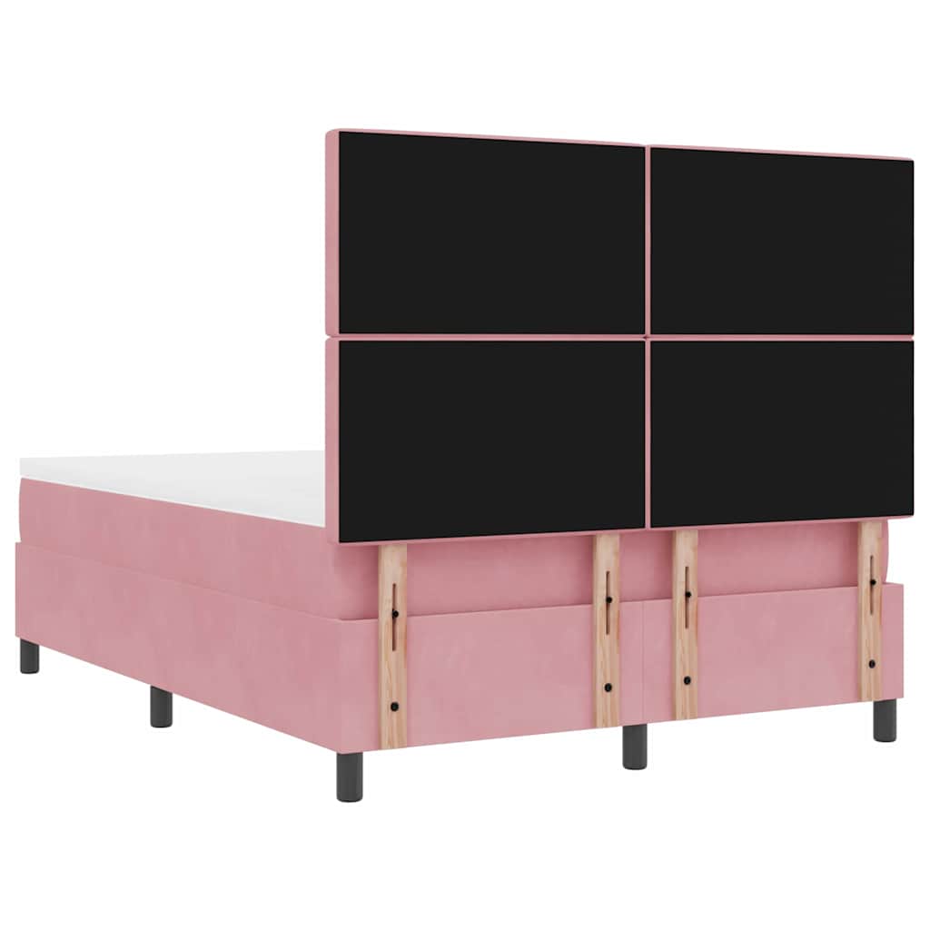 LED Box Spring Bed met matras Roze 140 x 200 cm Fluweel – afbeelding 10
