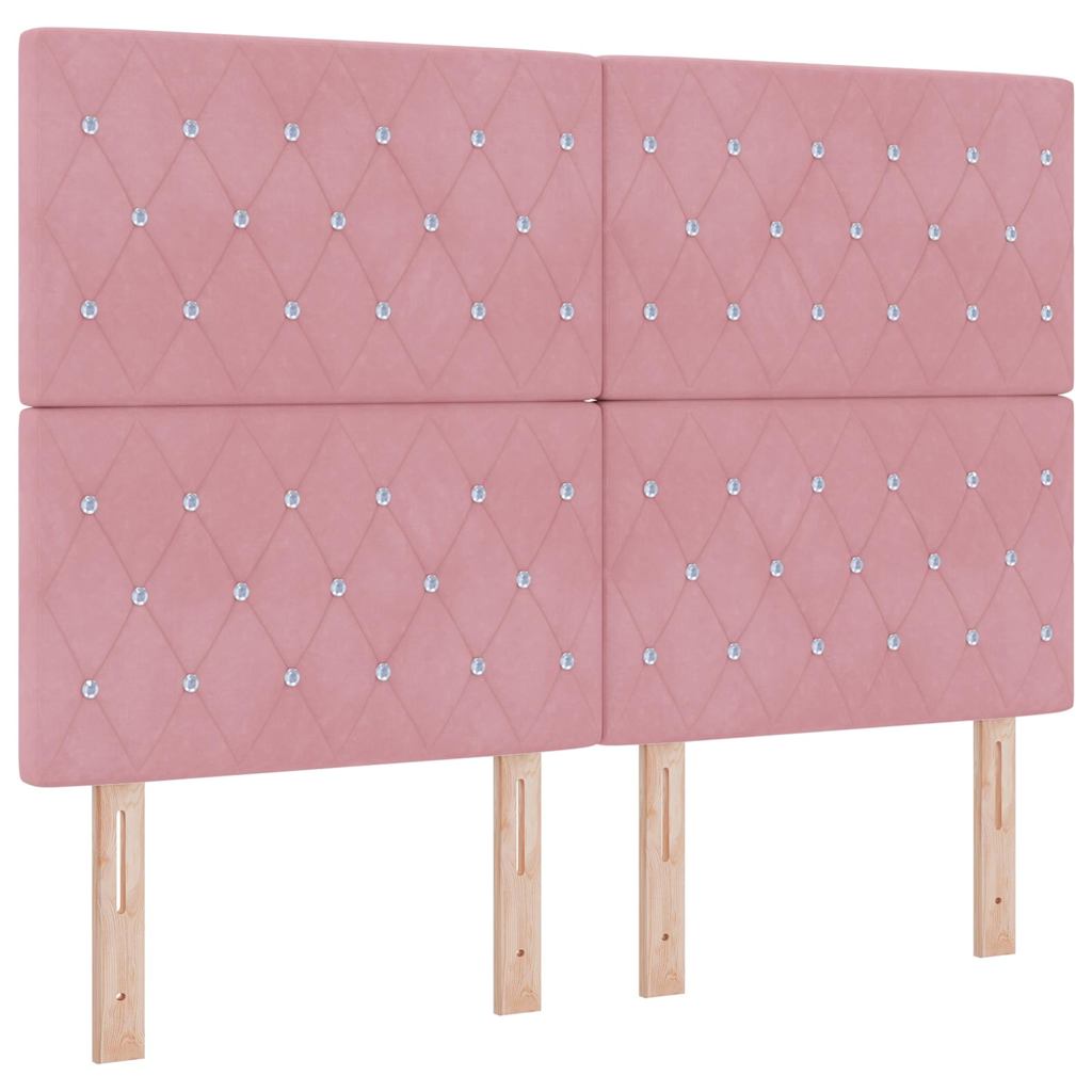 LED Box Spring Bed met matras Roze 140 x 200 cm Fluweel – afbeelding 2