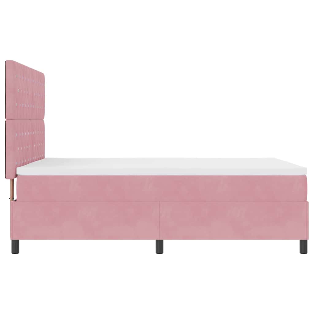 LED Box Spring Bed met matras Roze 140 x 200 cm Fluweel – afbeelding 9