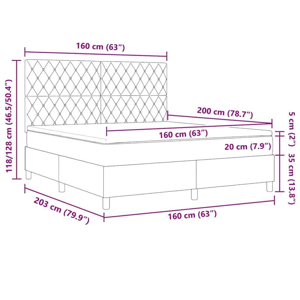 LED Box Spring Bed met matras Donkergroen 160 x 200 cm Fluweel – afbeelding 12