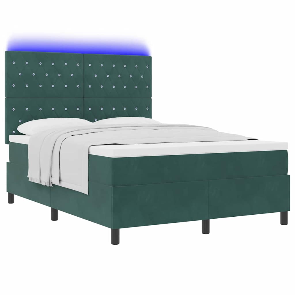 LED Box Spring Bed met matras Donkergroen 160 x 200 cm Fluweel – afbeelding 3