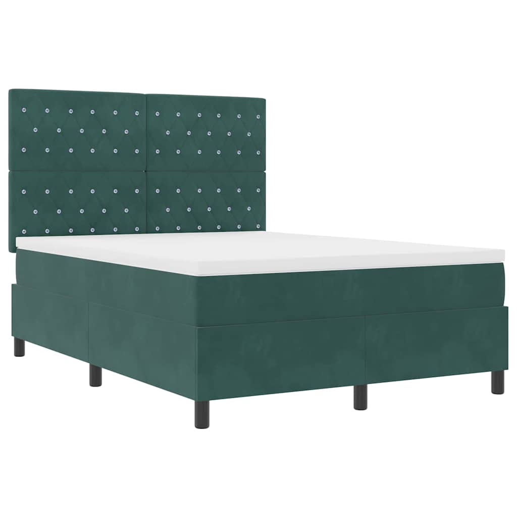 LED Box Spring Bed met matras Donkergroen 160 x 200 cm Fluweel – afbeelding 6