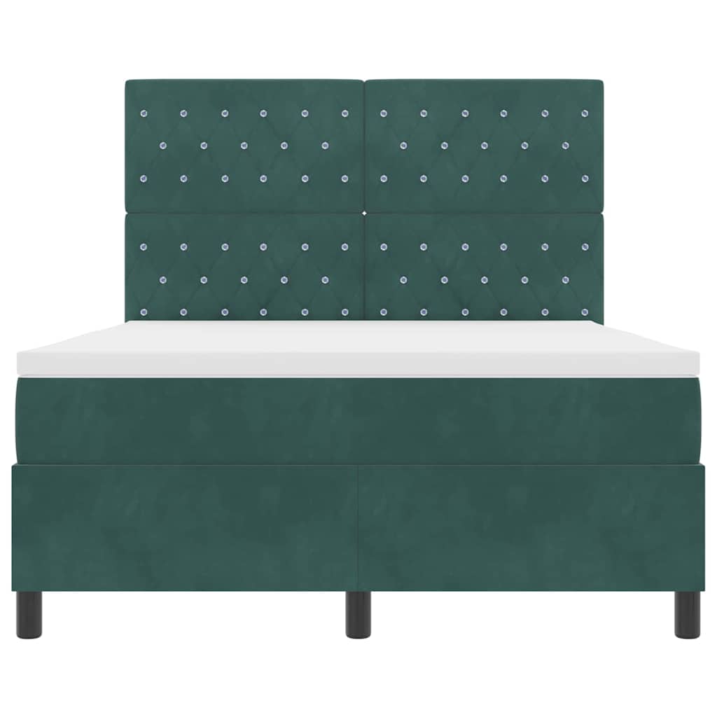 LED Box Spring Bed met matras Donkergroen 160 x 200 cm Fluweel – afbeelding 8