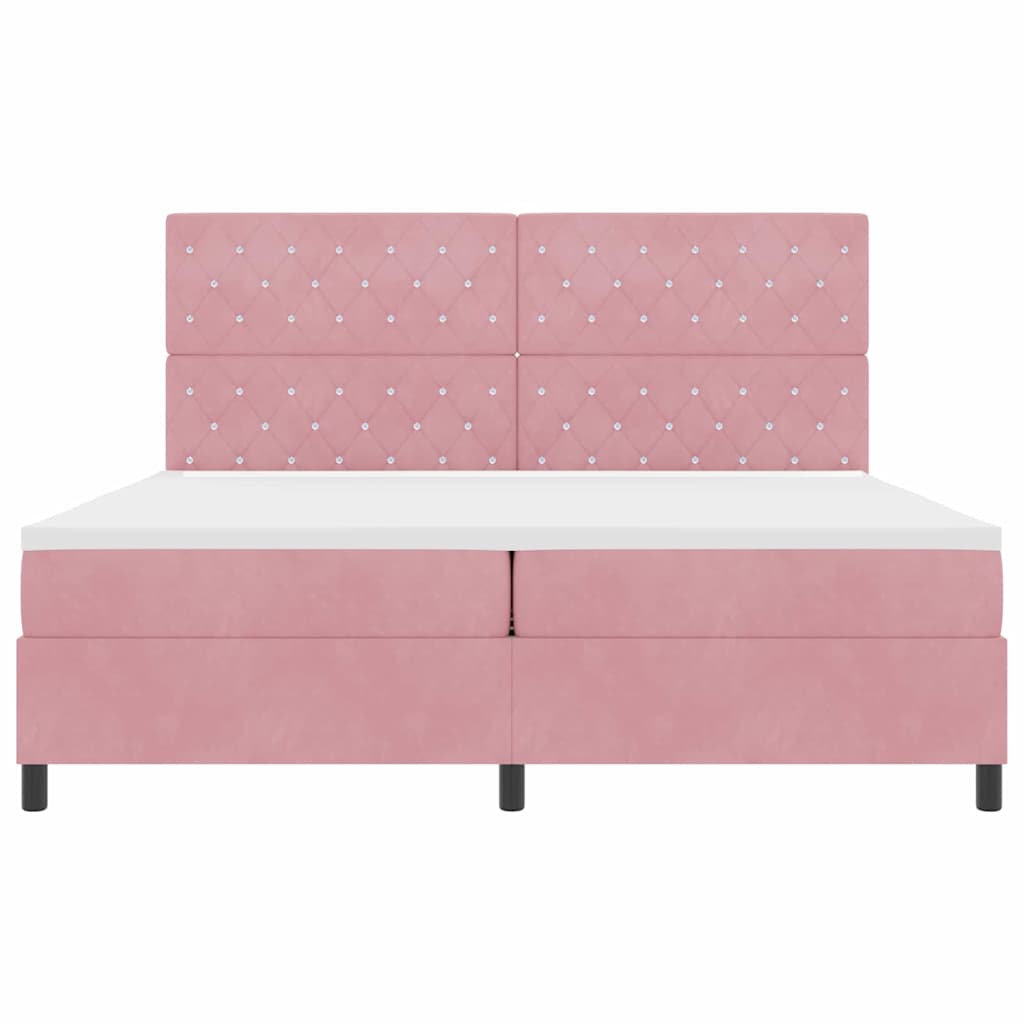 LED Box Spring Bed met matras Roze 200 x 200 cm Fluweel – afbeelding 7