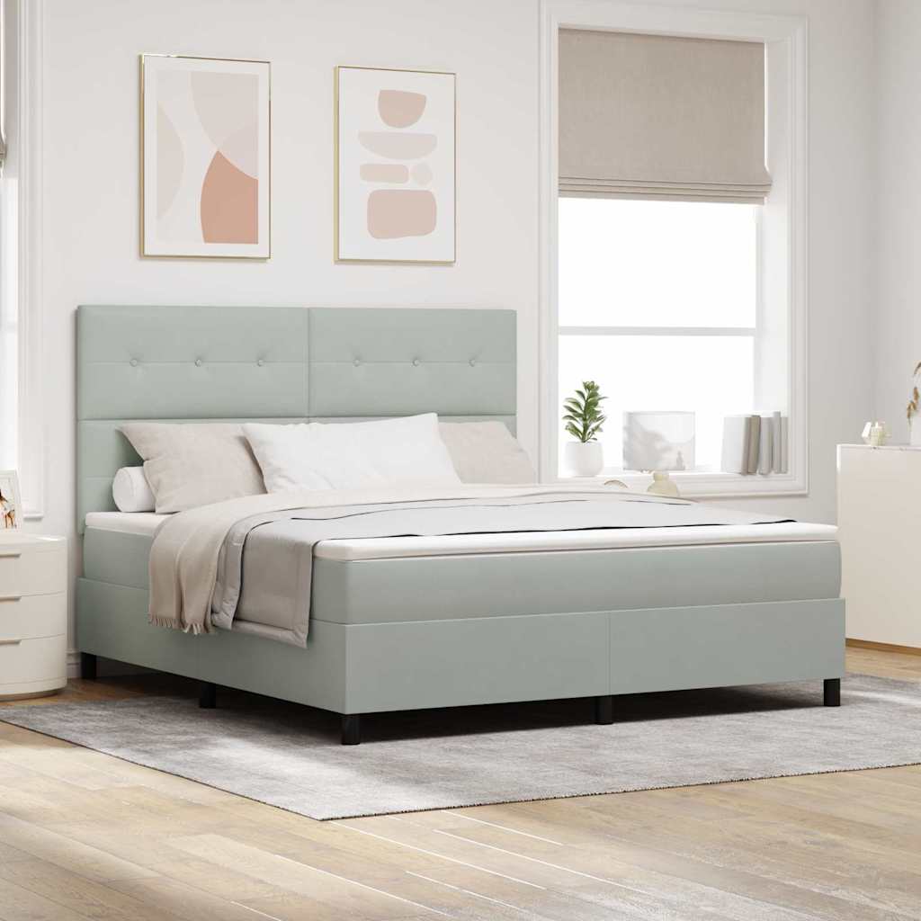 LED Box Spring Bed met matras Lichtgrijs 180 x 200 cm Fluweel – afbeelding 1