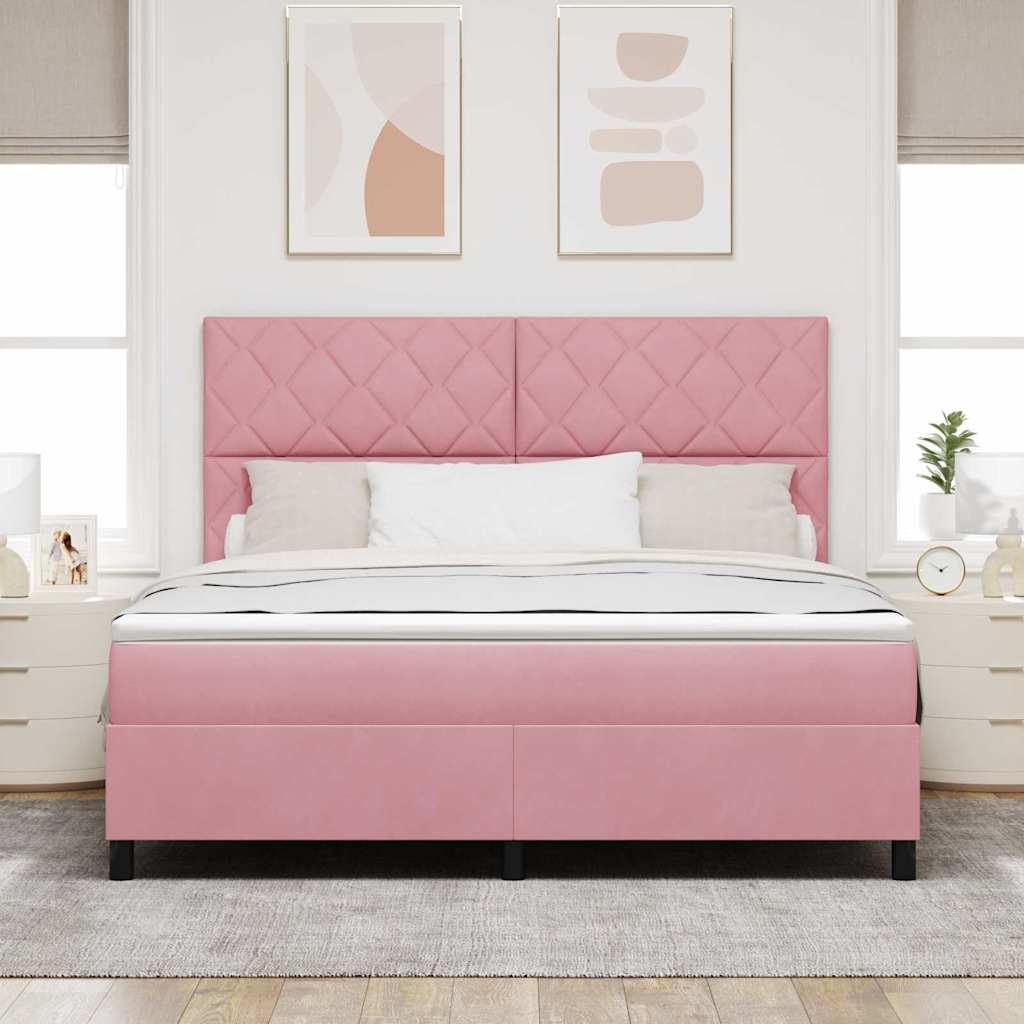 LED Box Spring Bed met hoofdeinde Roze 180 x 200 cm Fluweel – afbeelding 4