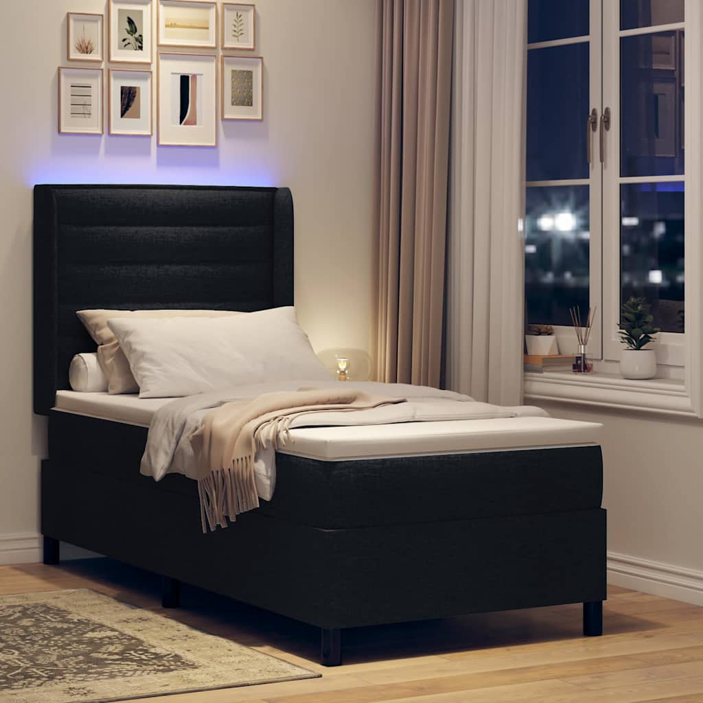 LED Box Spring Bed met matras Zwart 100 x 200 cm Stof – afbeelding 5