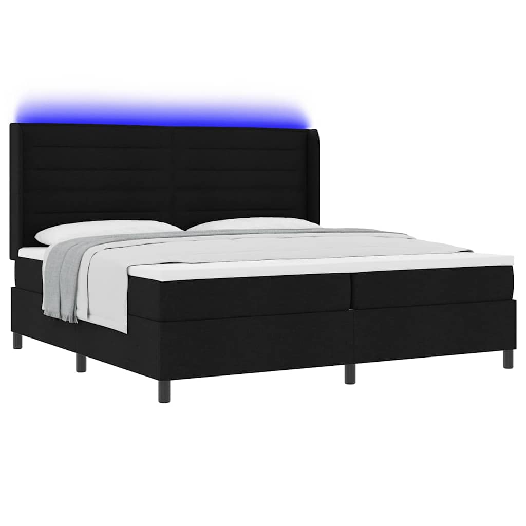 LED Box Spring Bed met matras Zwart 200 x 200 cm Stof – afbeelding 3