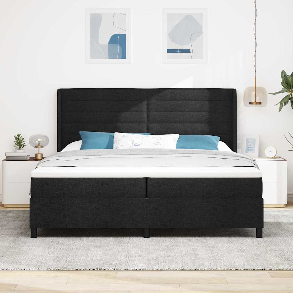 LED Box Spring Bed met matras Zwart 200 x 200 cm Stof – afbeelding 4