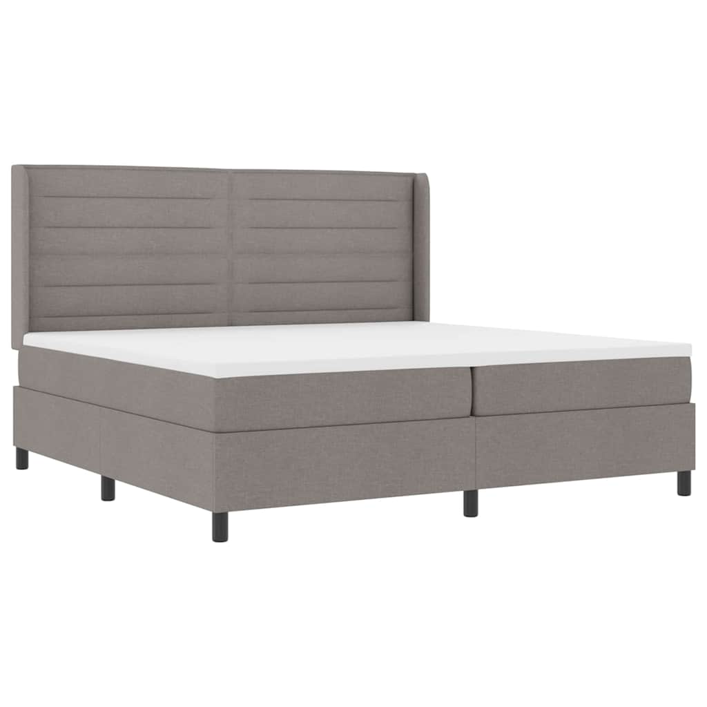 LED Box Spring Bed met matras Taupe 200 x 200 cm Stof – afbeelding 2