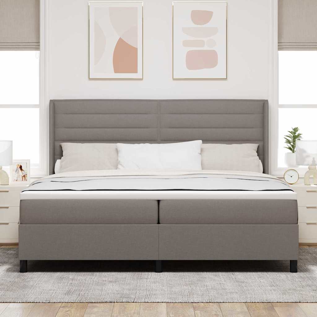 LED Box Spring Bed met matras Taupe 200 x 200 cm Stof – afbeelding 4